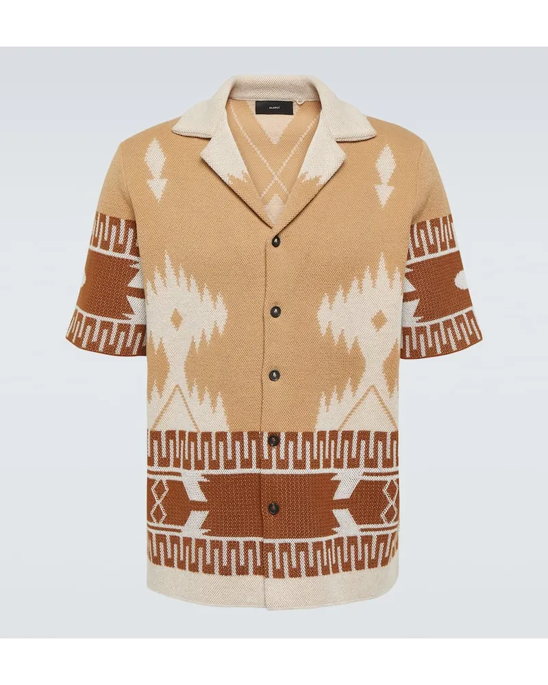 Alanui Camicia Icon Piquet in cotone jacquard Beige