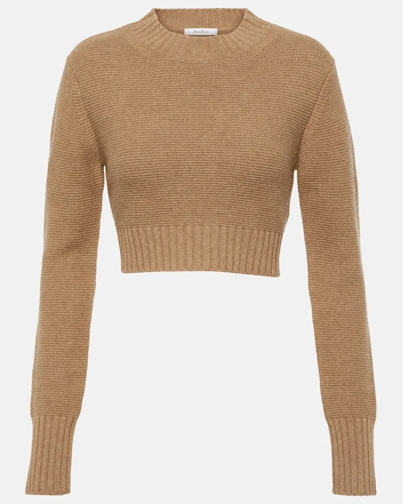 Max Mara Pullover cropped Kaya in cashmere Neutro