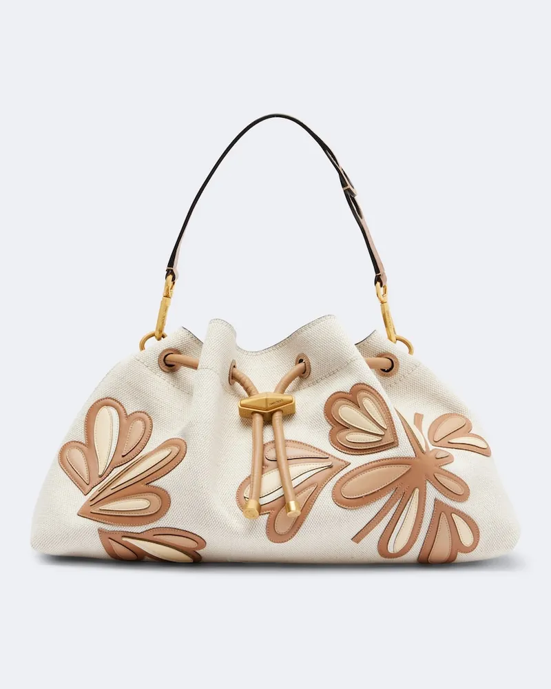 Jimmy Choo Borsa a secchiello Bon Bon Medium con pelle Bianco
