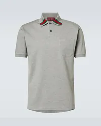 Gucci Polo Web Stripe in misto cotone piqué Grigio