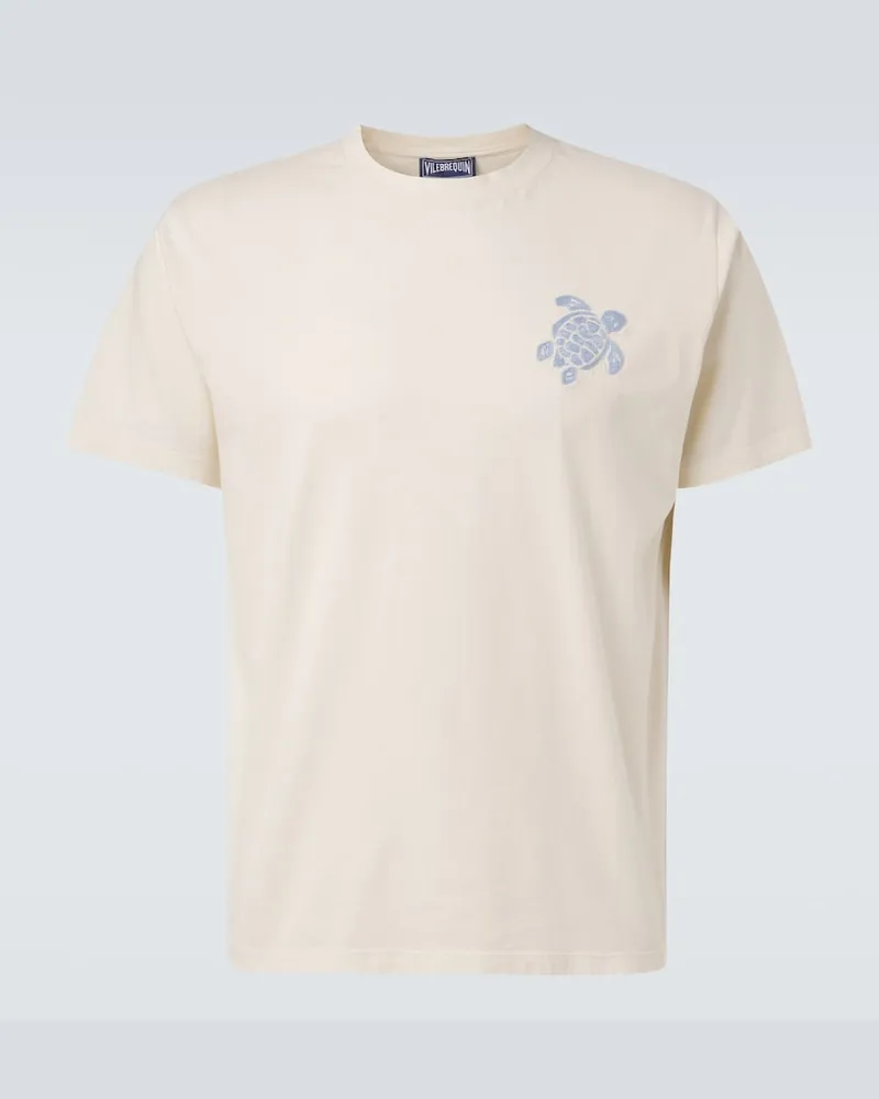 Vilebrequin T-shirt in jersey di cotone con ricamo Bianco