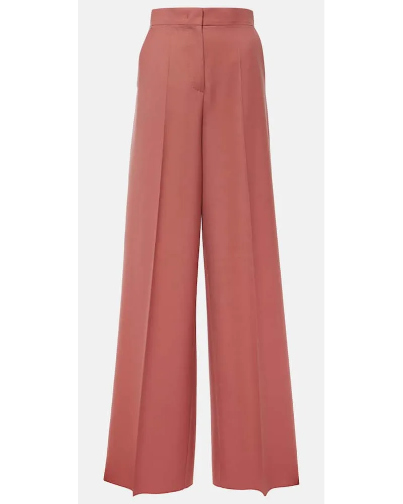 Max Mara Pantaloni a gamba larga Senna in lana vergine Rosa