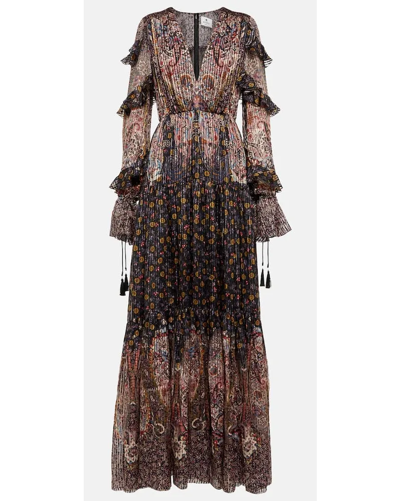 Etro Abito lungo in seta con stampa Multicolore
