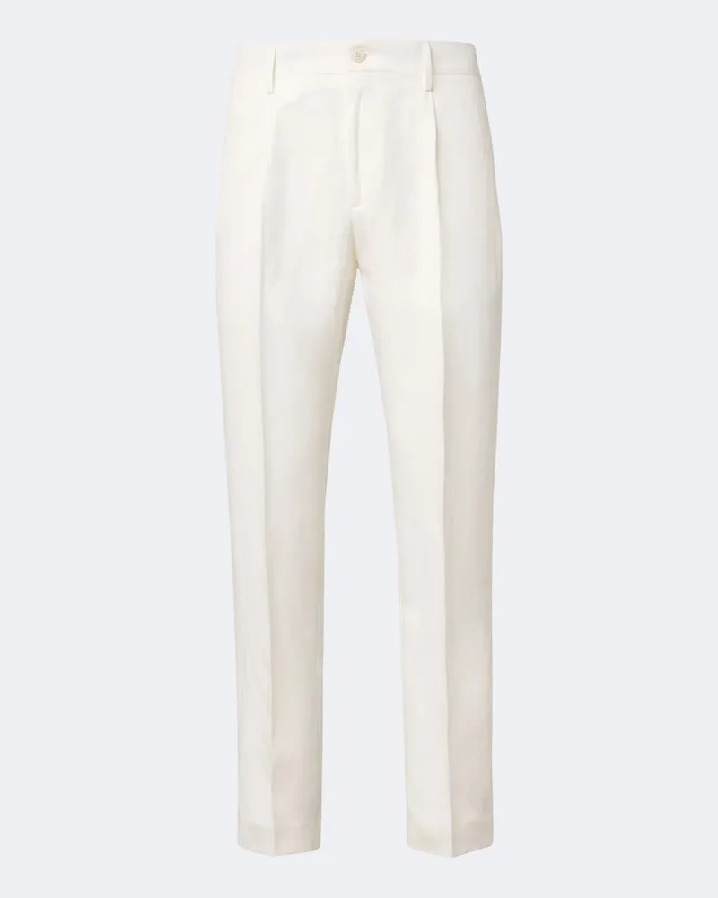 Canali Pantaloni slim in lino e seta Bianco