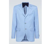 Brioni Blazer in twill di seta, cashmere e lino Blu
