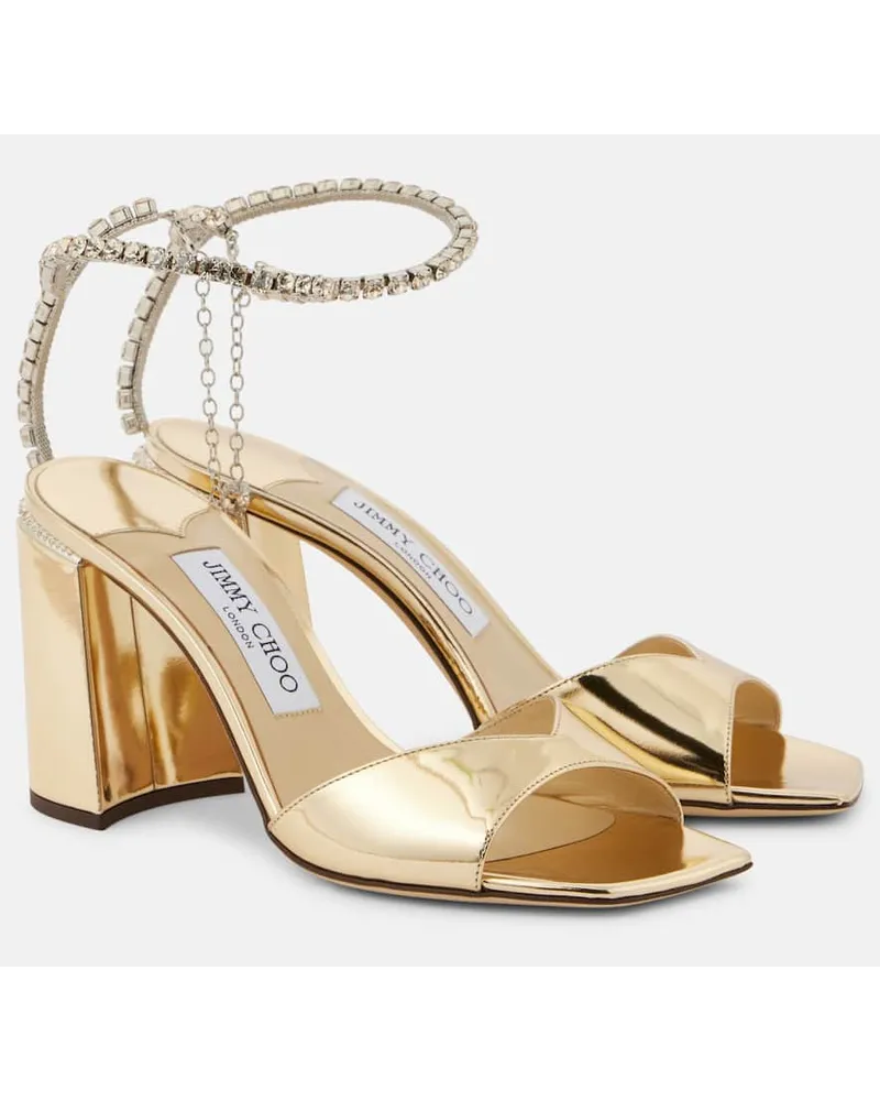Jimmy Choo Sandali Saeda 85 in pelle metallizzata Oro