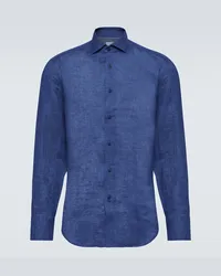 Brunello Cucinelli Camicia in lino Blu