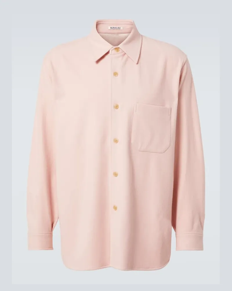 AURALEE Giacca camicia in flanella di lana Rosa