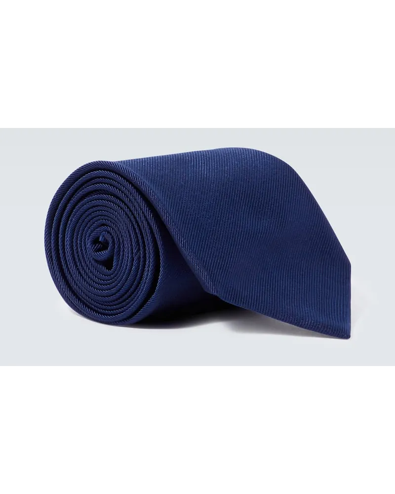 Brunello Cucinelli Cravatta in twill di seta Blu