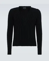 Tom Ford Pullover ini cashmere a coste Nero