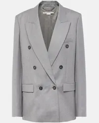 Stella McCartney Blazer doppiopetto in flanella di lana Grigio