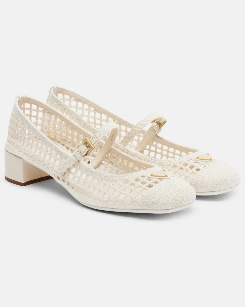 Prada Pumps Mary Jane in crochet Bianco