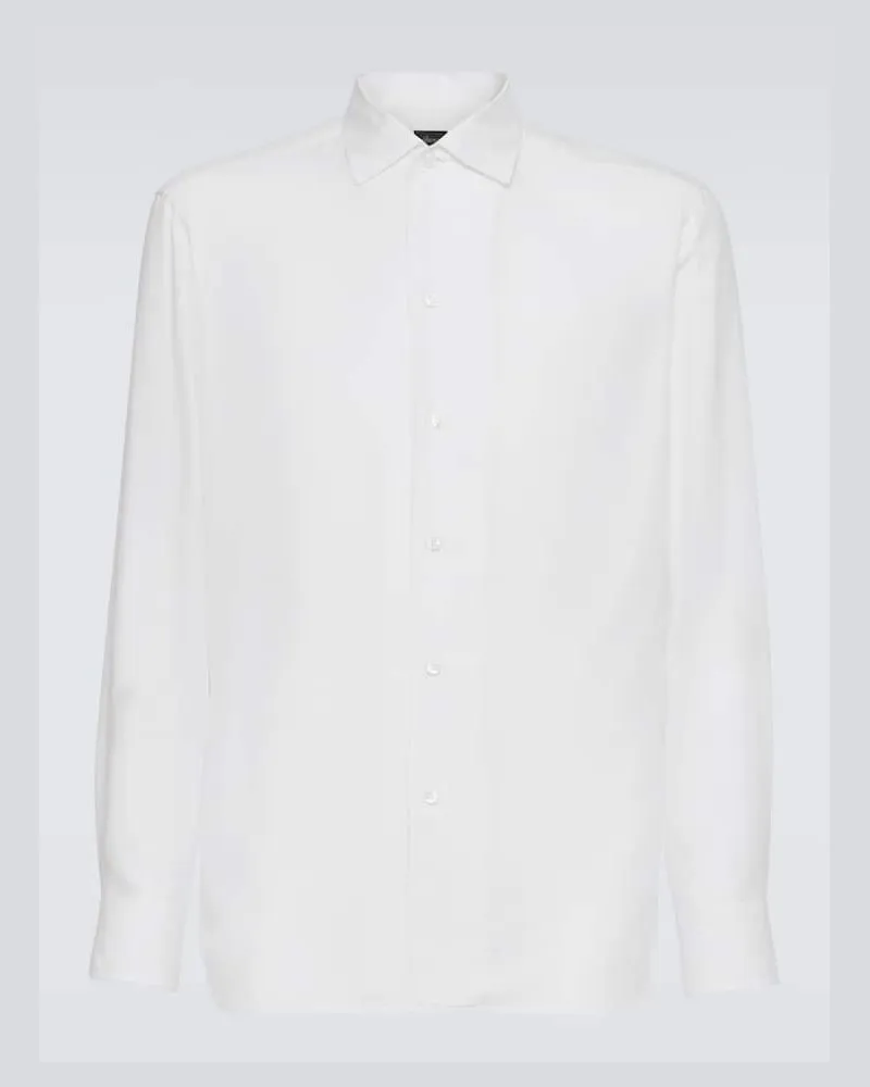 Brioni Camicia in cotone e cashmere Bianco
