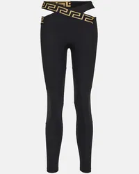 Versace Leggings Greca con cut-out Nero