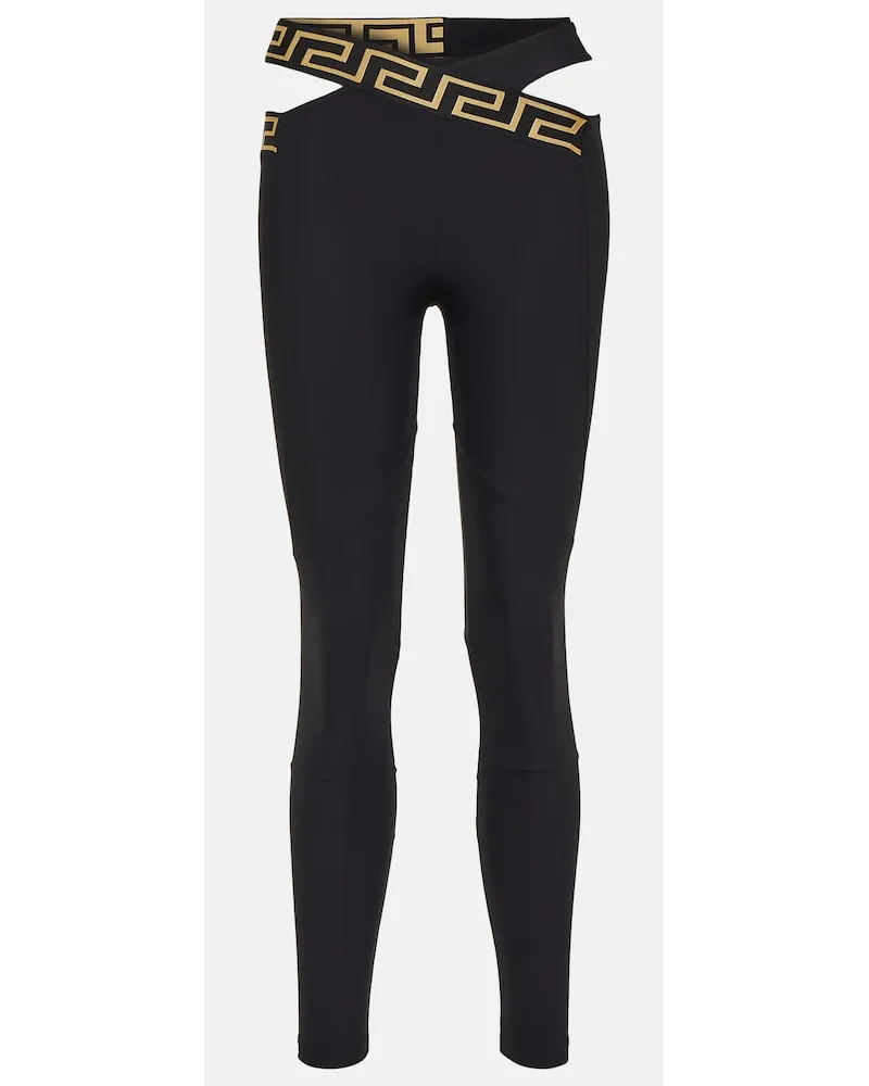 Versace Leggings Greca con cut-out Nero