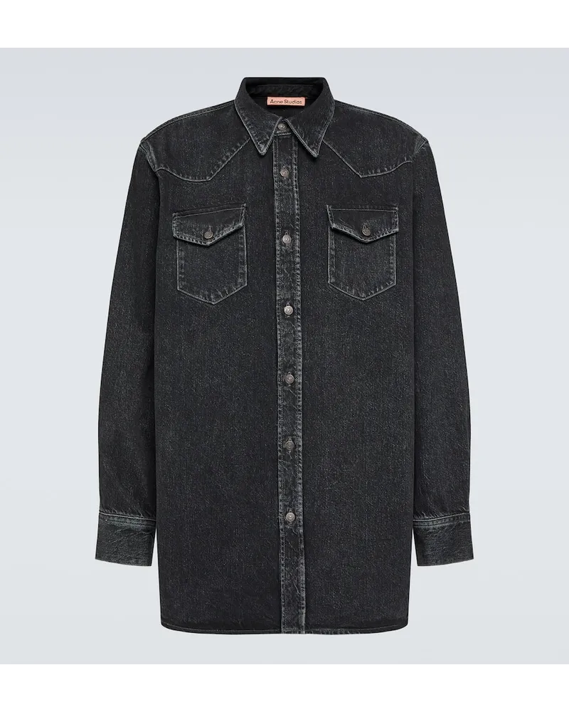 Acne Studios Giacca camicia di jeans Nero