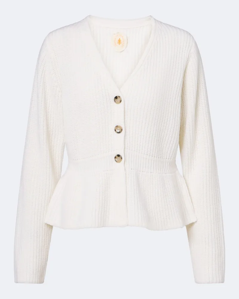 Jardin des Orangers Cardigan Peplum in lana e cashmere Bianco