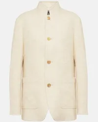 Loro Piana Blazer Spagna in lana, seta e lino Beige