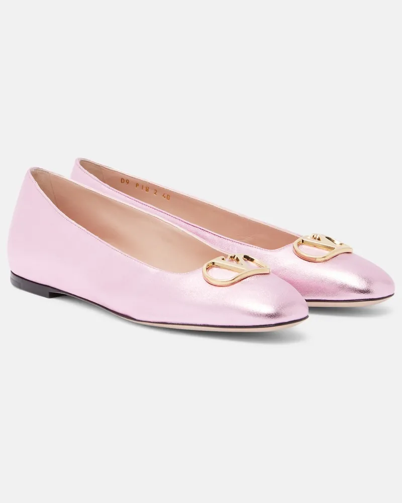 Valentino Garavani Ballerine VLogo in pelle metallizzata Rosa