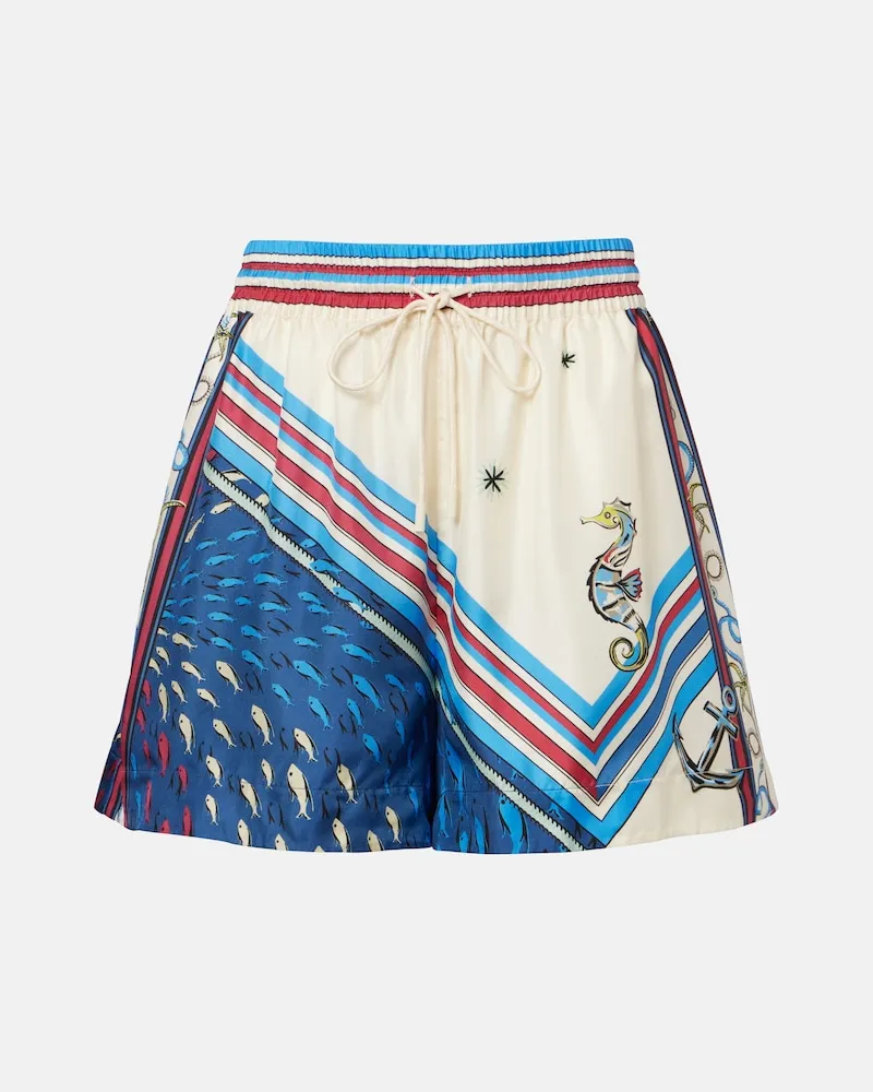 ALEMAIS AlÃ©mais Shorts Apollo in raso di seta con stampa Bianco
