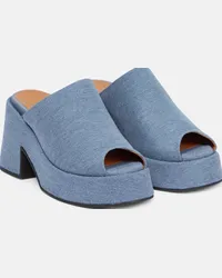 Ganni Mules in denim con platform Blu