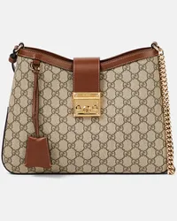 Gucci Borsa a spalla Padlock Medium in canvas GG Beige