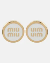 Miu Miu Orecchini in smalto con logo Bianco