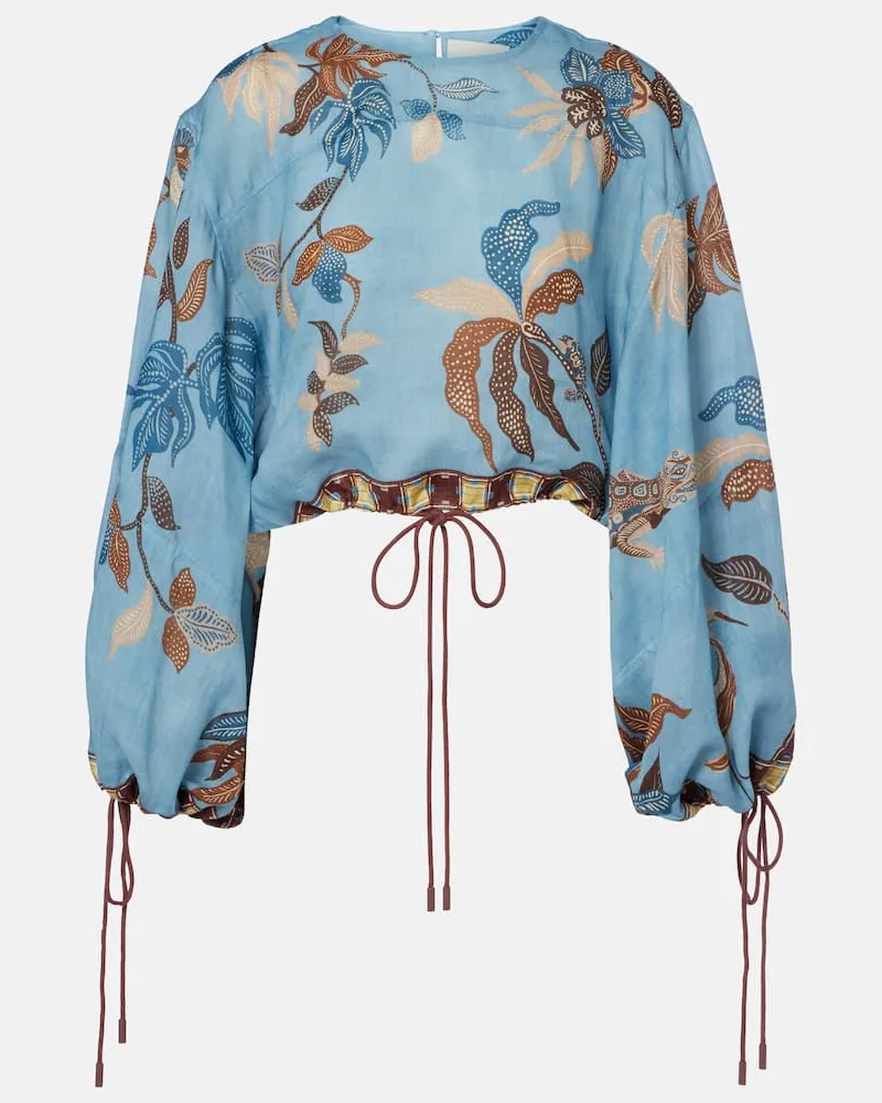 ALEMAIS AlÃ©mais Top cropped Georgie con stampa Blu