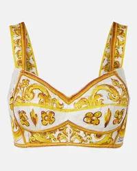 Dolce & Gabbana Top cropped Majolica in popeline Giallo