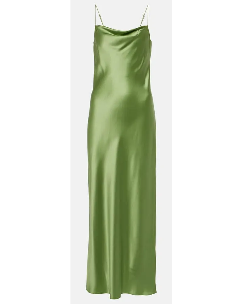 Dorothee Schumacher Abito lungo Shiny Statement in charmeuse di seta Verde