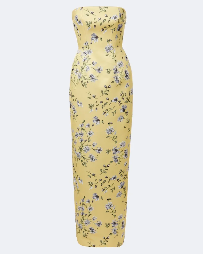 EMILIA WICKSTEAD Abito lungo Laelia bustier floreale Giallo