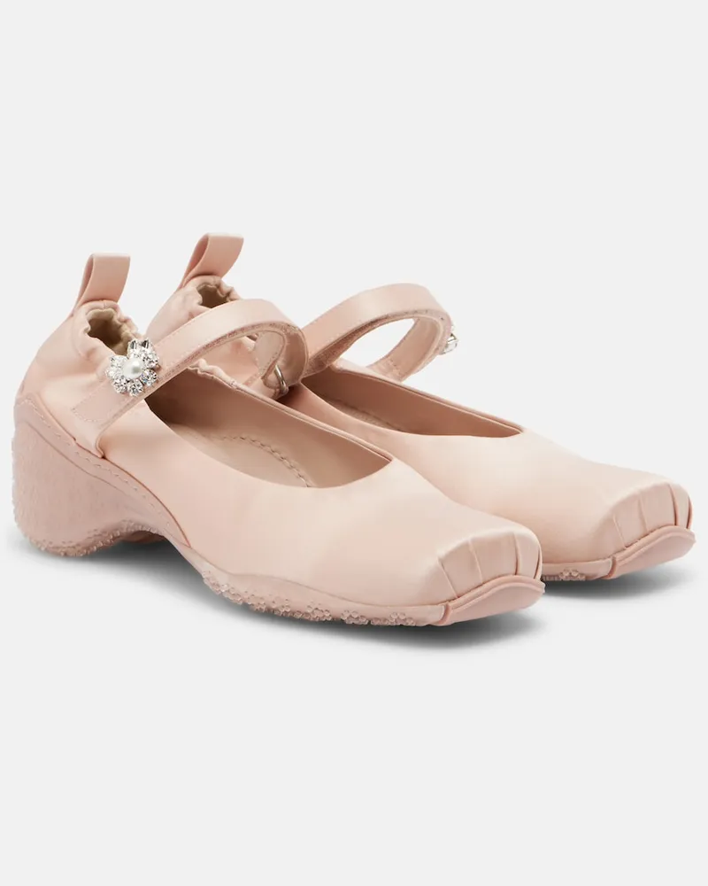 Simone Rocha Pumps Ballet Runner in raso con cristalli Rosa