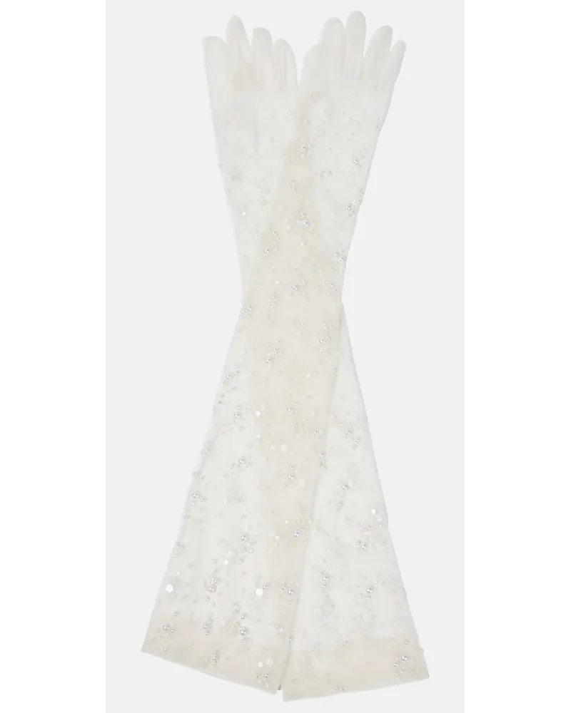 Safiyaa Bridal - Guanti in tulle Bianco