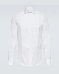 Brunello Cucinelli Camicia da smoking in twill di cotone Bianco