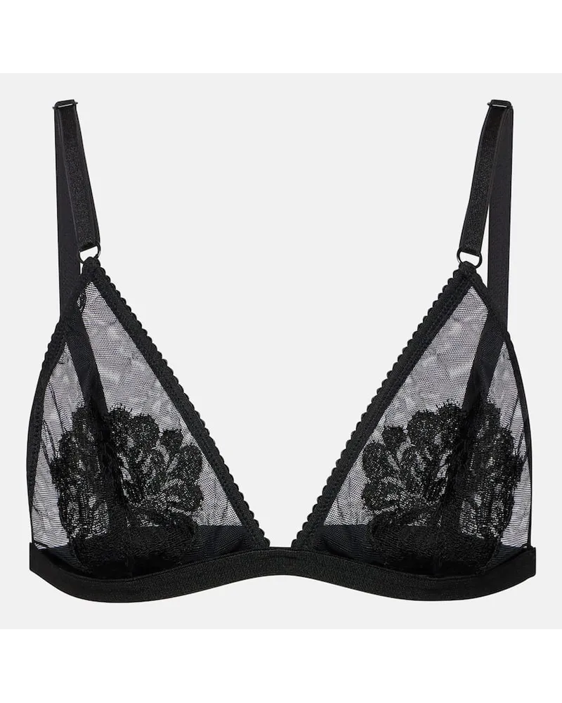 Dolce & Gabbana Top bralette in mesh con pizzo Nero