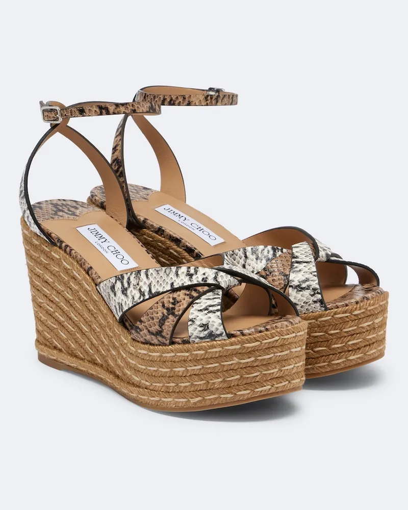 Jimmy Choo Espadrillas Korra in pelle stampata Marrone