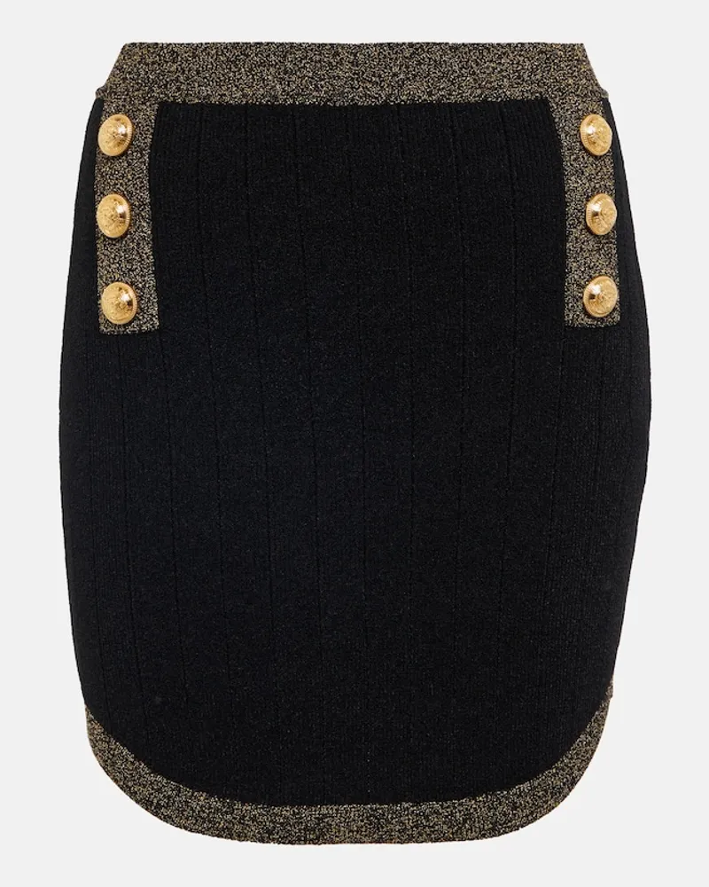 Balmain Minigonna in maglia a coste a vita alta Nero