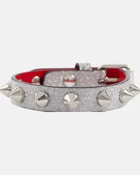 Christian Louboutin Bracciale Loubilink in pelle con borchie Argento