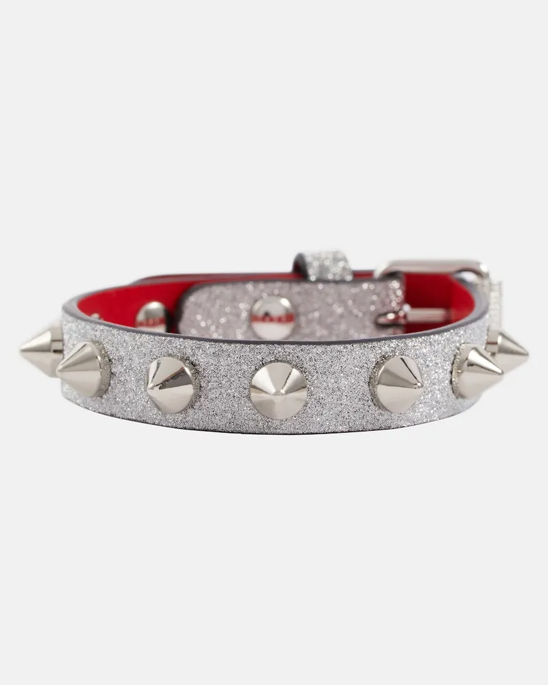 Christian Louboutin Bracciale Loubilink in pelle con borchie Argento