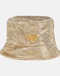 Prada Cappello da pescatore in raso con cristalli Oro