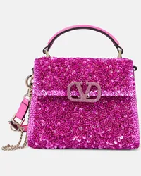 Valentino Garavani Borsa a mano VSling Mini in pelle con paillettes Rosa