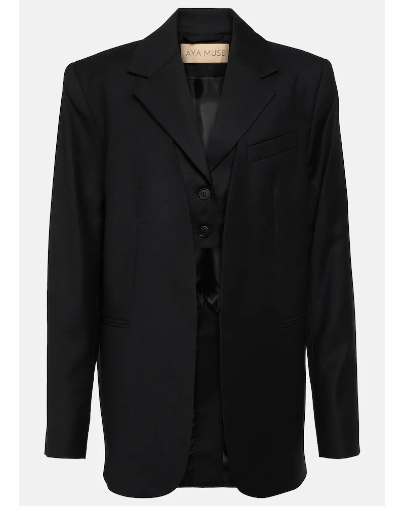 Aya Muse Blazer oversize Tio in lana Nero
