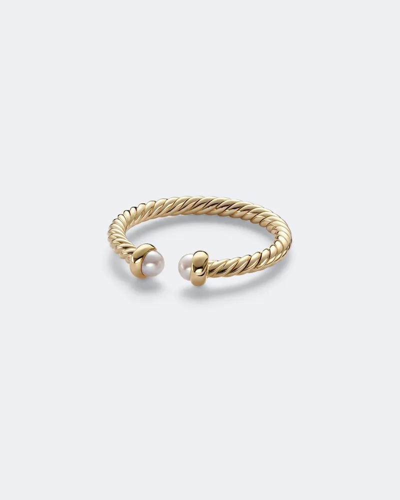David Yurman Anello Cablespira® Flex Micro in oro 18kt con perle Oro