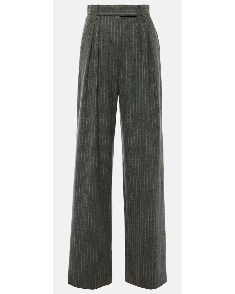 Alex Perry Pantaloni tapered gessati a vita alta Grigio