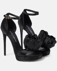 Dolce & Gabbana Sandali Keira in raso con applicazione floreale Nero