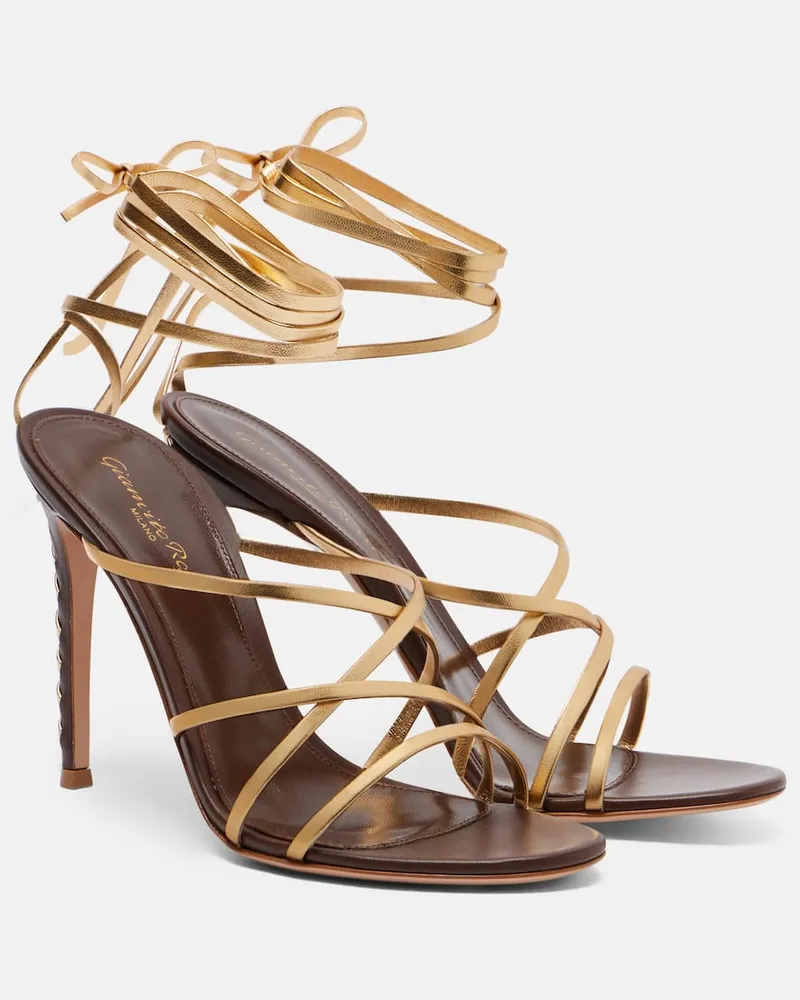 Gianvito Rossi Sandali in pelle metallizzata Oro