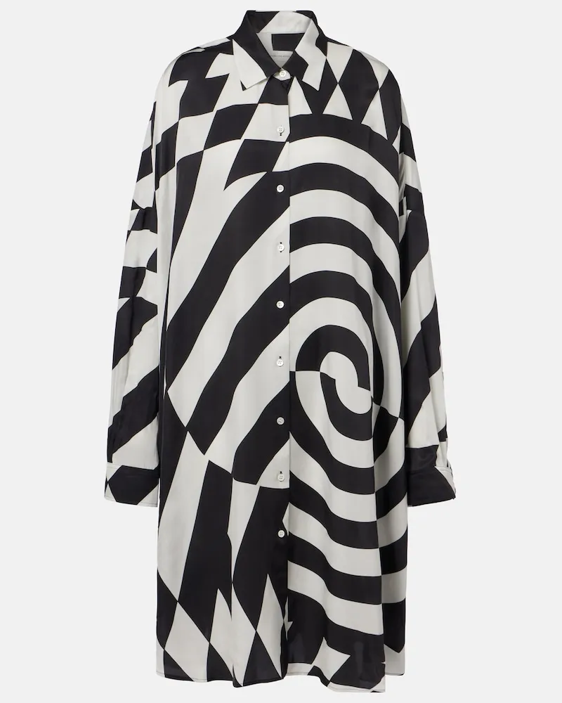 Dries van Noten Abito chemisier con stampa Bianco