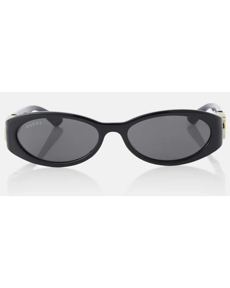 Gucci Occhiali da sole ovali Interlocking G Nero