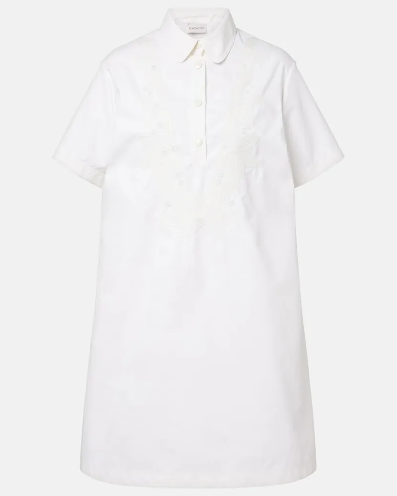 Moncler Abito midi in popeline con ricamo Bianco