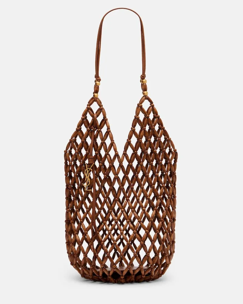 Saint Laurent Borsa Supple con perline Marrone